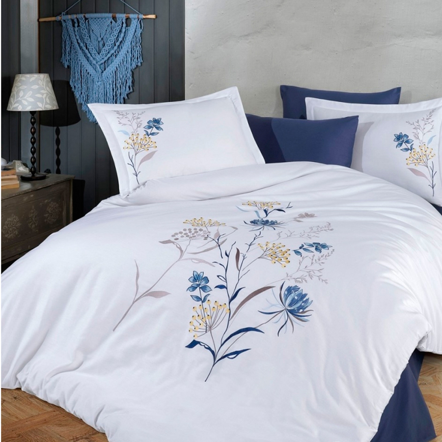 Nilufer комплект постільної білизни з вишивкою-white-Євро