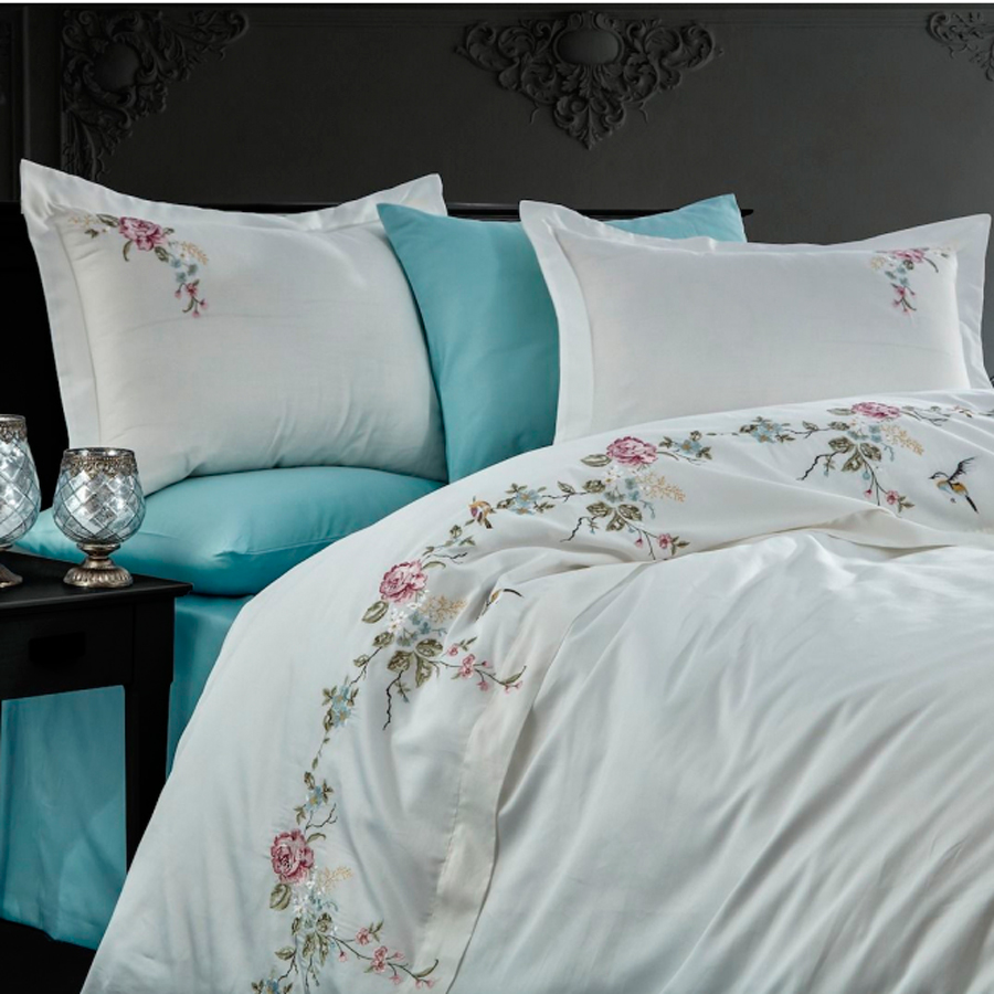 Ruya комплект постільної білизни з вишивкою-cream-Євро