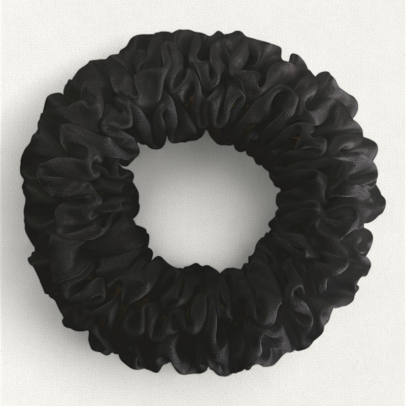 Шовкова резинка об'ємна Камелія чорна