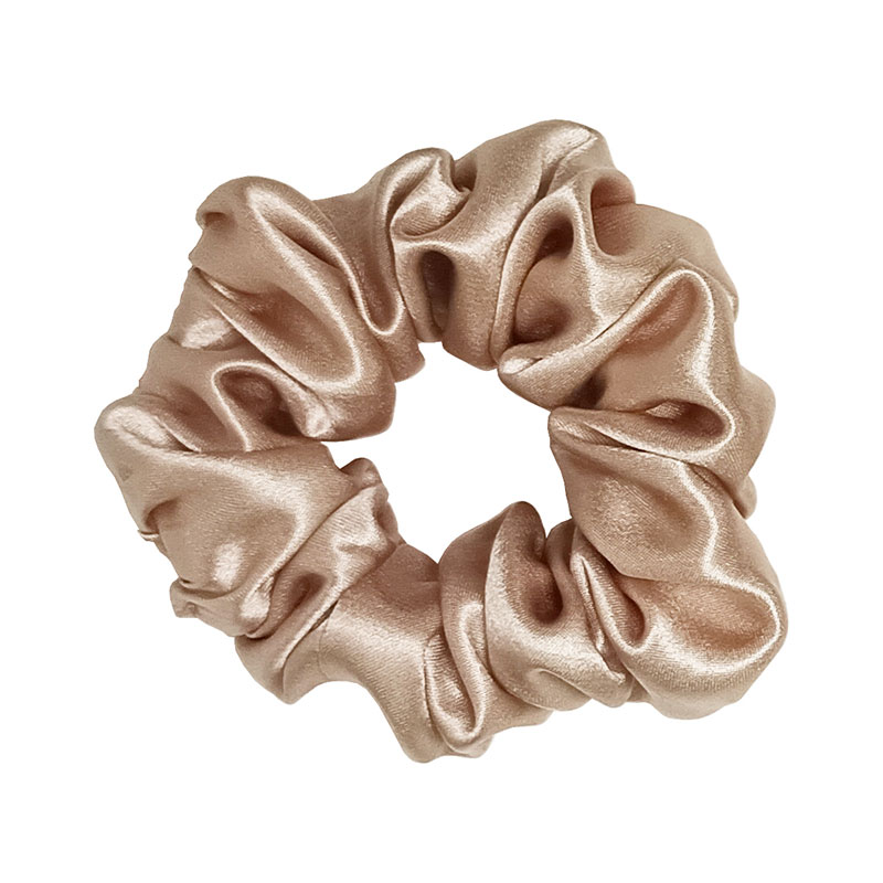 Шовкова резинка для волосся маленька бежева