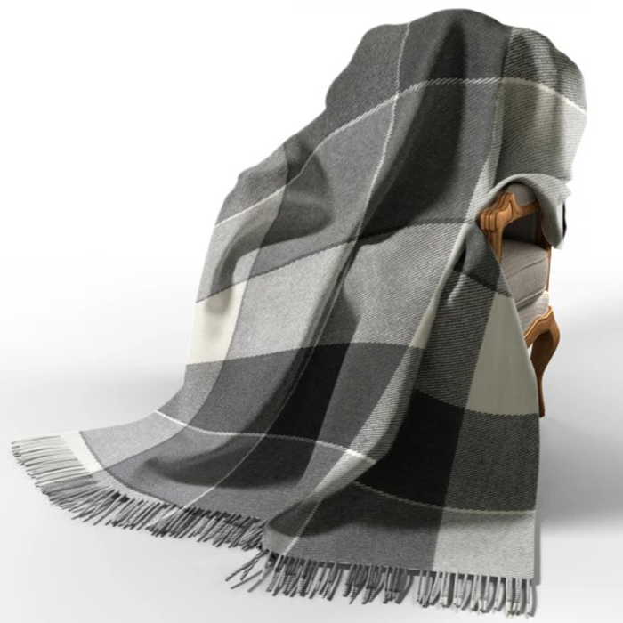 Ельф теплий шерстяний плед у клітину-grey-140 см x 200 см