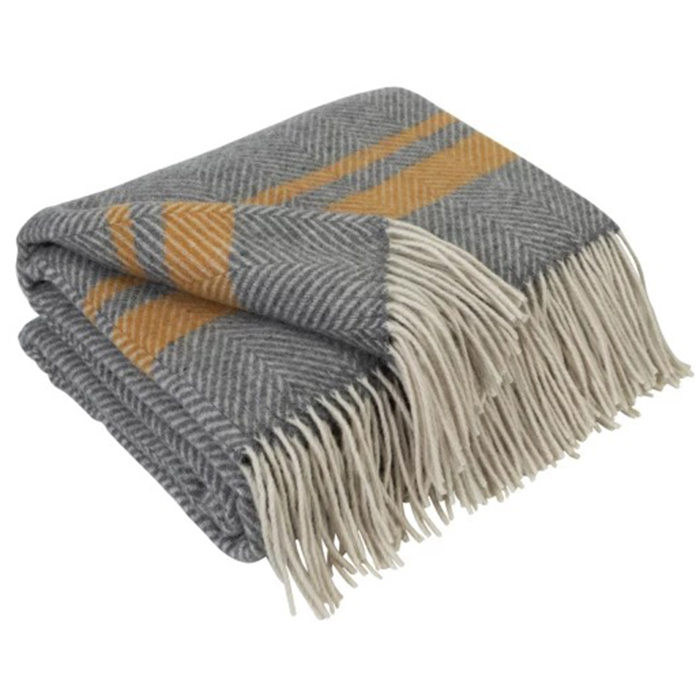 Спорт плед із вовни мериноса 140х200 см-mustard