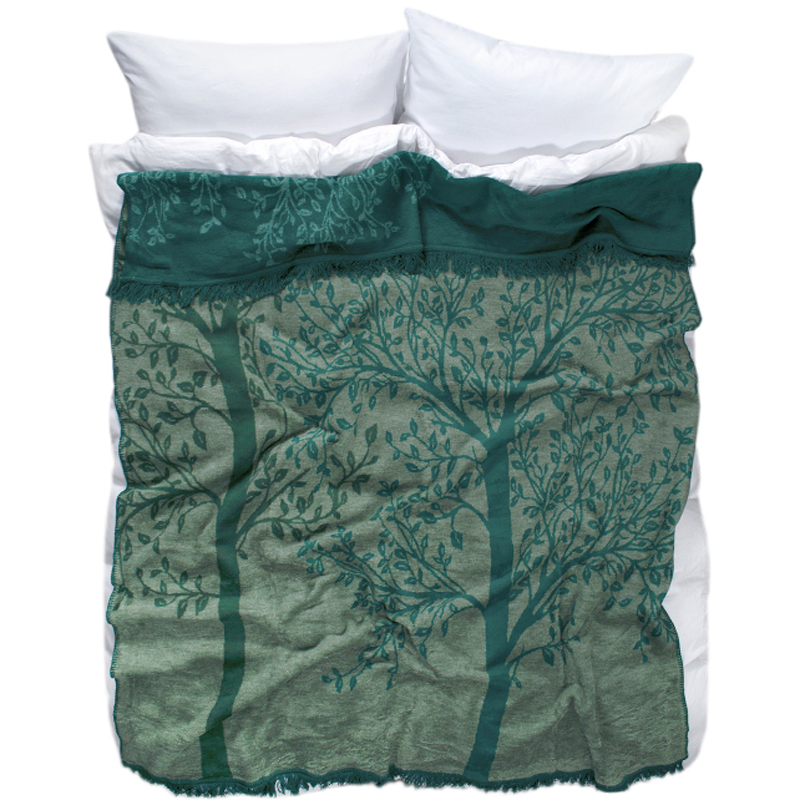 Austin Аустін м&#039;який плед зелений із малюнком напівбавовна 150x210 см.