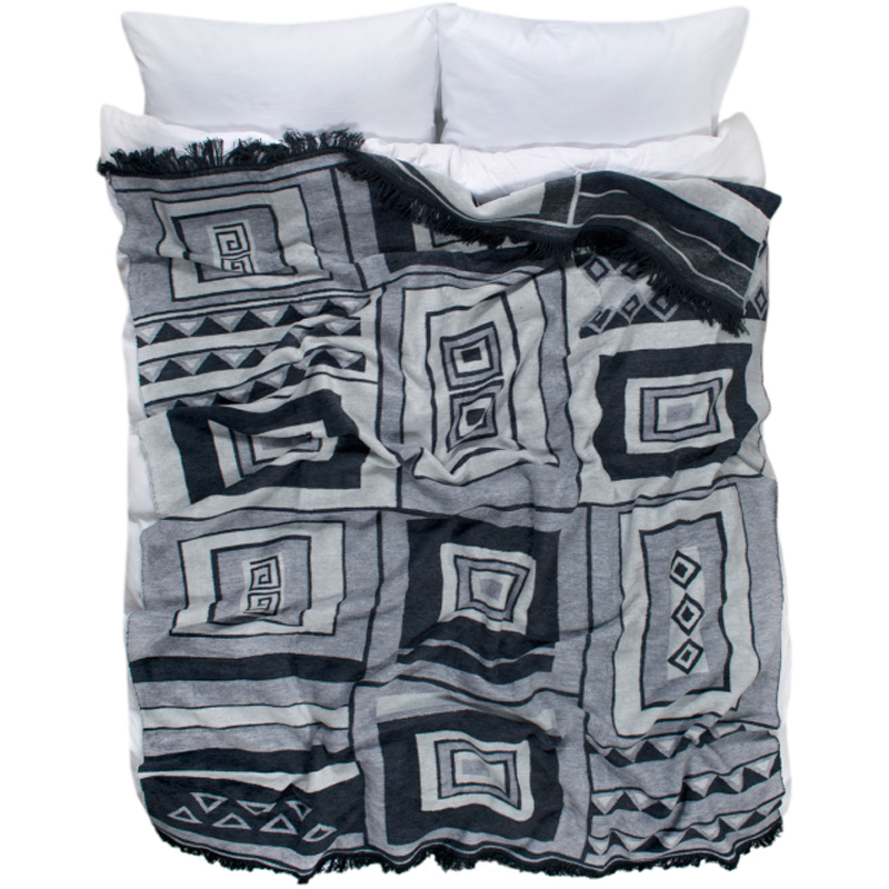 Black&amp;White м&#039;який плед чорно-білий напівбавовна 150х210 см.