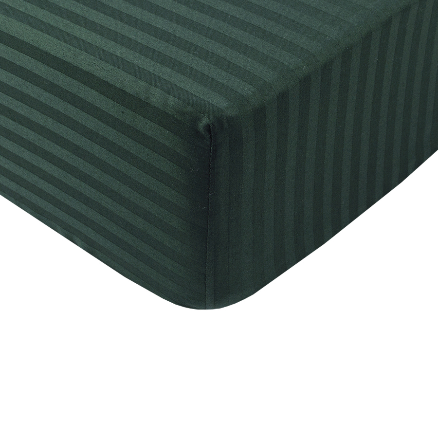 Лотус страйп сатин простирадло на гумці-green-100 sm x 200 sm
